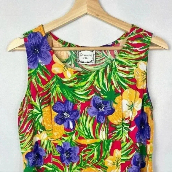 Vintage Dressing Clio Hawaiian Floral Shift Mini Dress M - Picture 3 of 4